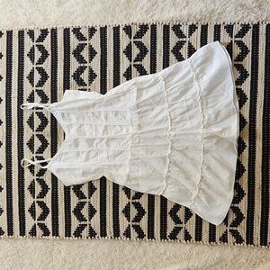 FREE PEOPLE crochet lace trim slip dress 0 FP white tiered ruffle boho mini XS